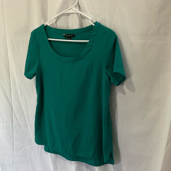 Banana Republic Women’s Teal Green Short Sleeve Satin Feel Blouse Size XS - Picture 2 of 9
